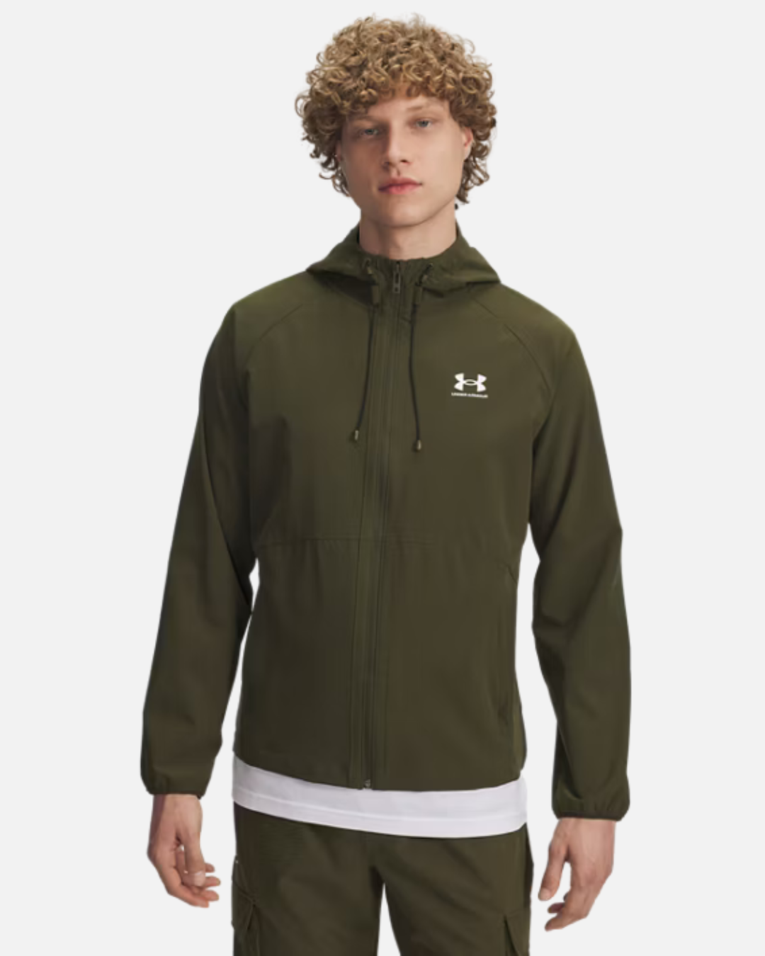 Chaqueta tejida elástica para correr Under Armour - Caqui