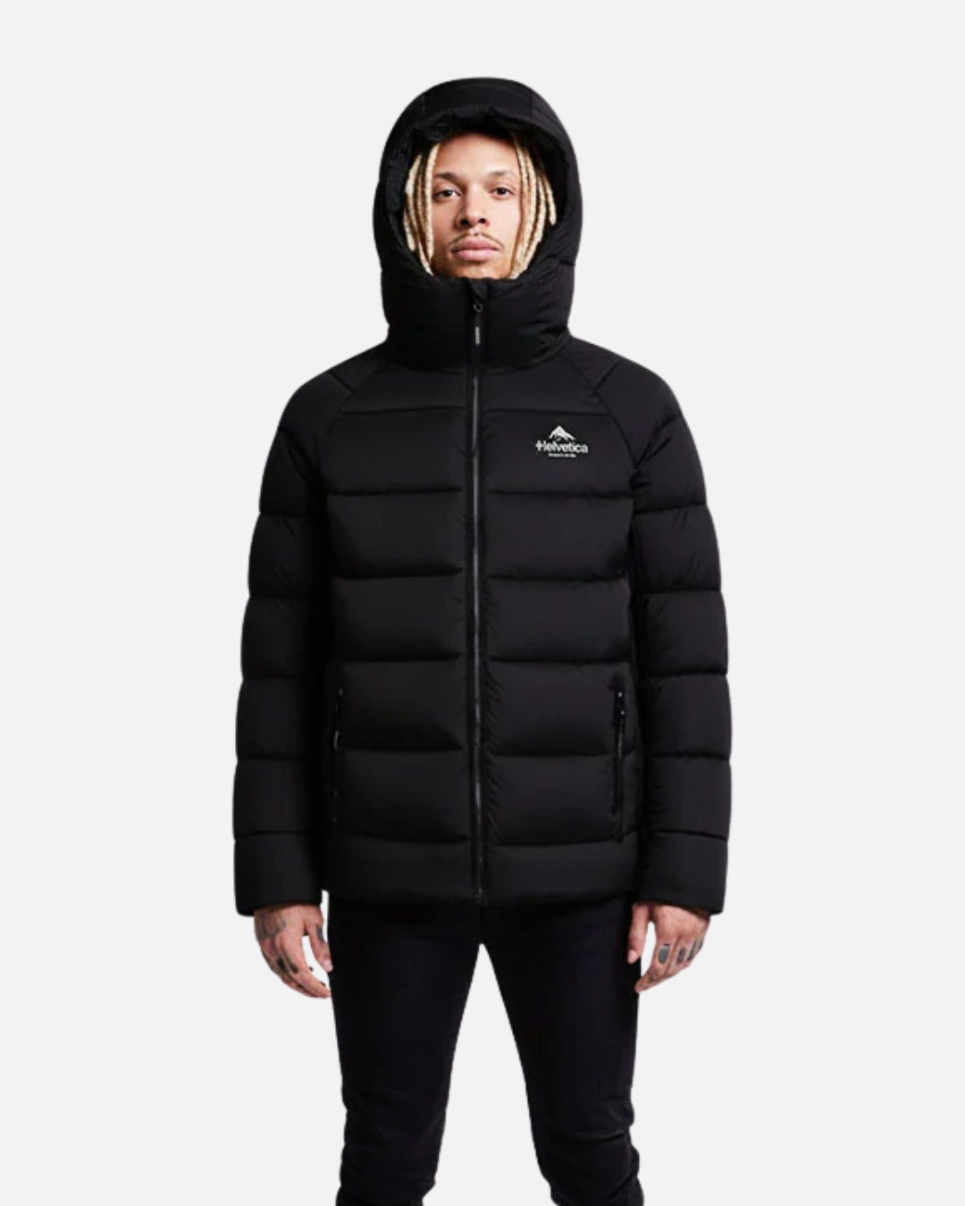 Chaqueta de plumón Helvetica Sniper con pasamontañas integrado - Negra