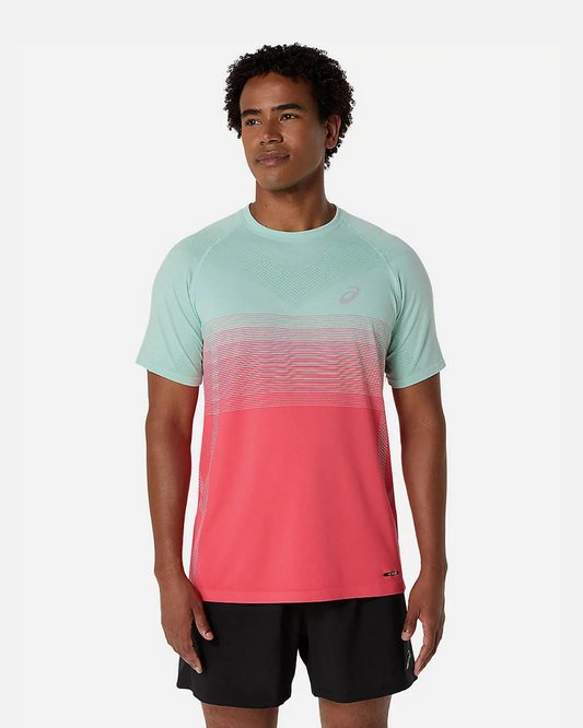 Camiseta sin costuras Asics - Rosa/Verde