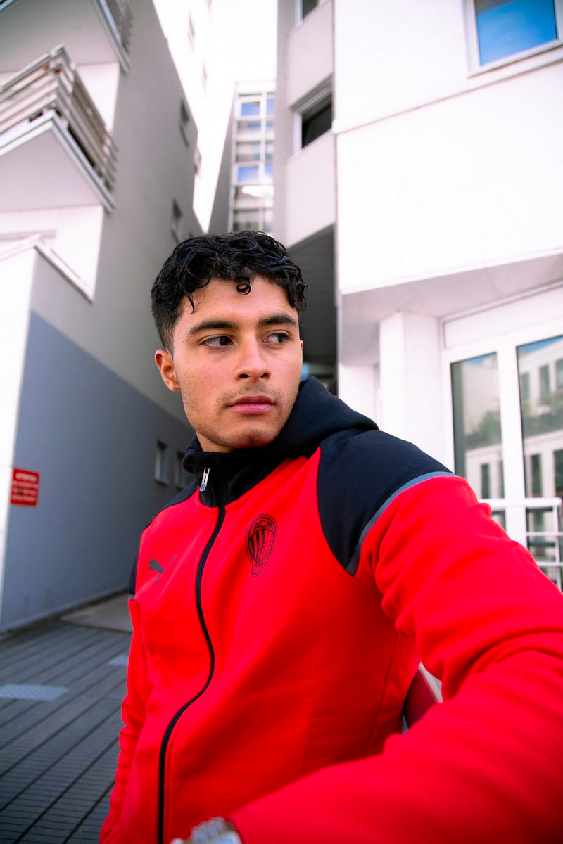 Chaqueta informal con capucha del AC Milan - Negro/Rojo