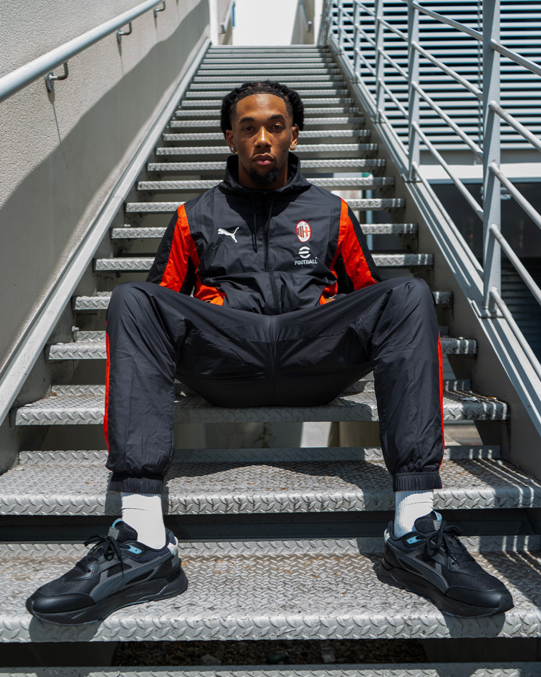 Chaqueta deportiva del AC Milan - Negro/Rojo