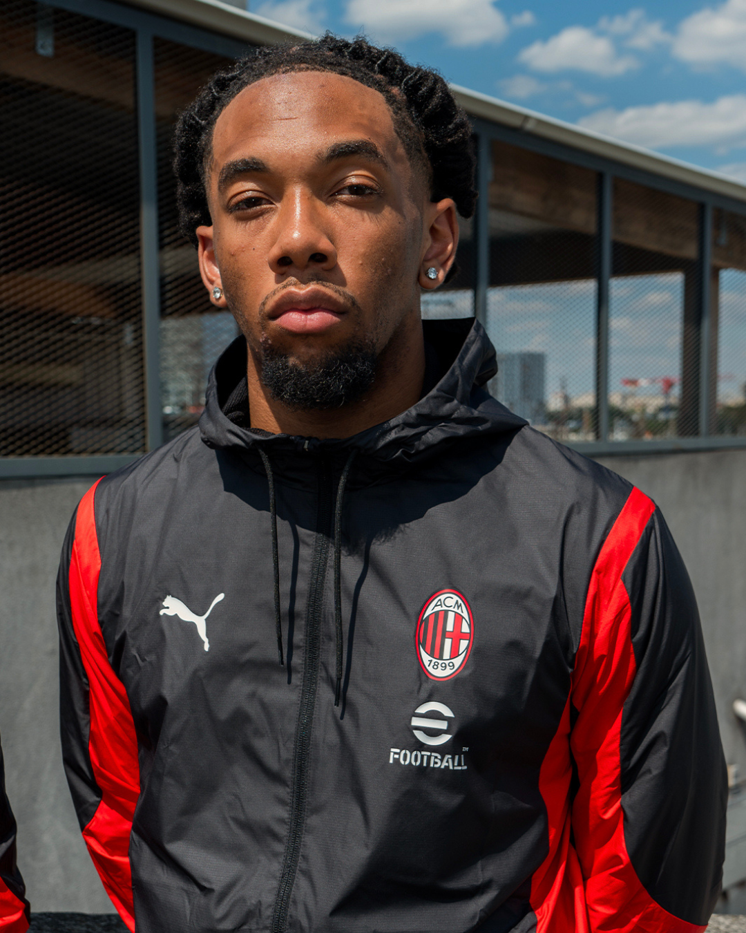 Chaqueta deportiva del AC Milan - Negro/Rojo