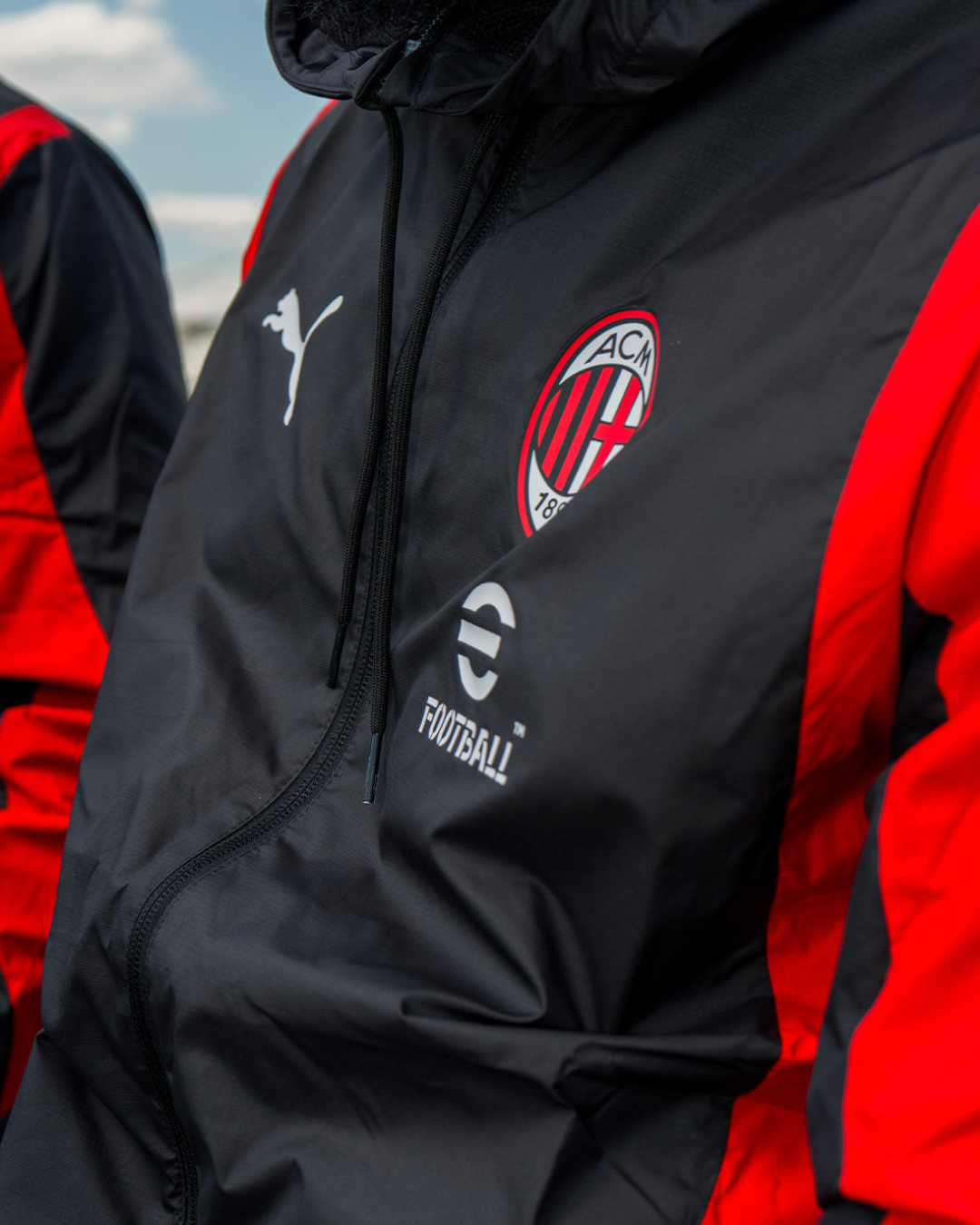 Chaqueta deportiva del AC Milan - Negro/Rojo