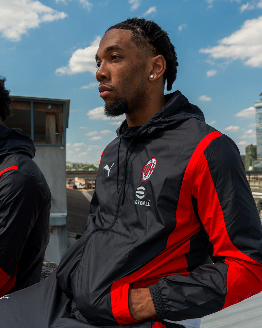 Chaqueta deportiva del AC Milan - Negro/Rojo